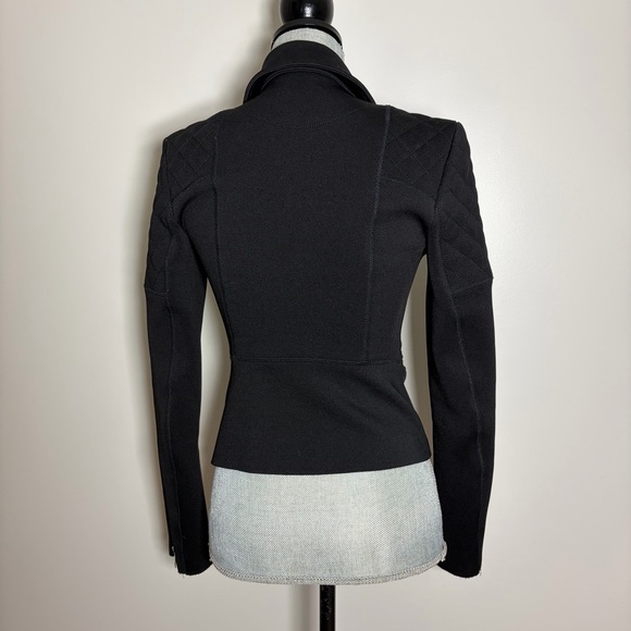 Wilfred Black Moto Jacket Structured Biker Style Quilted Shoulders & Hardware - Picture 3 of 7